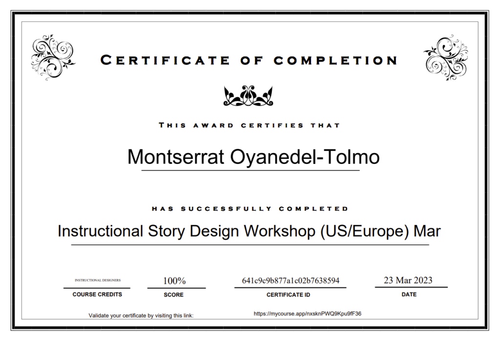 Story Design Certificate